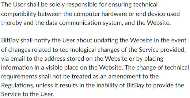 BitBay ответственность клиента