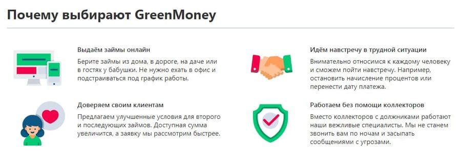 Преимущества greenmoney.ru