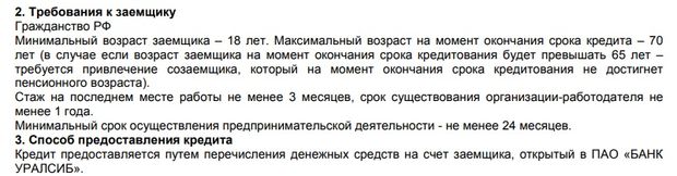 uralsib.ru требования к заемщику