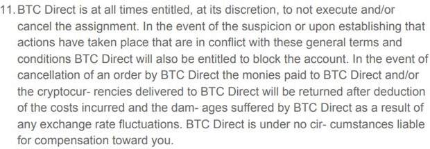 BTC Direct блокировка аккаунта