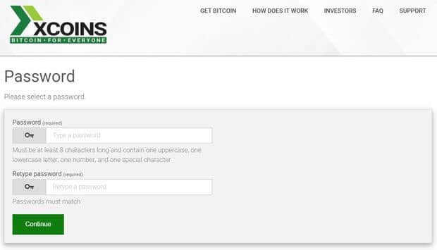 xcoins.io регистрация на сервисе покупки биткоина