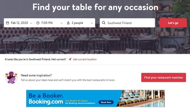 booking.com бронирование столов
