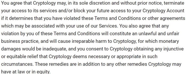 cryptology.com согласие пользователя с условиями