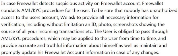 Freewallet пользовательское соглашение
