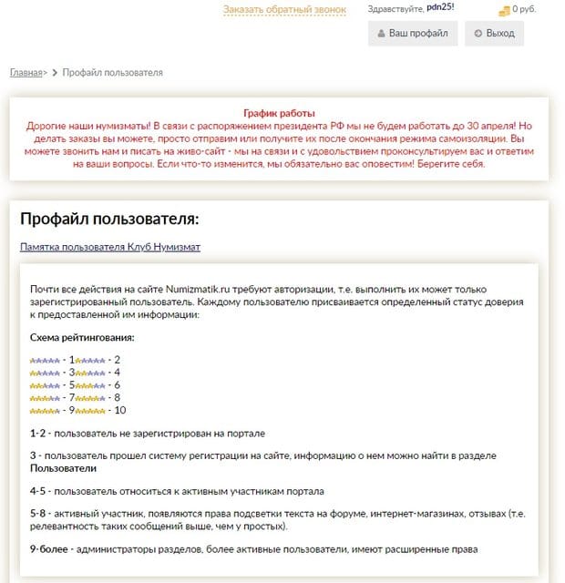 numizmatik.ru личный кабинет