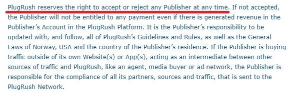 plugrush.com правила сервиса