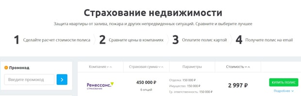 sravni.ru страхование недвижимости
