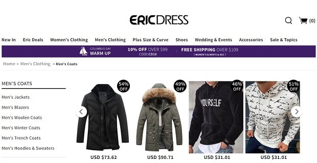 Ericdress распродажа мужской одежды