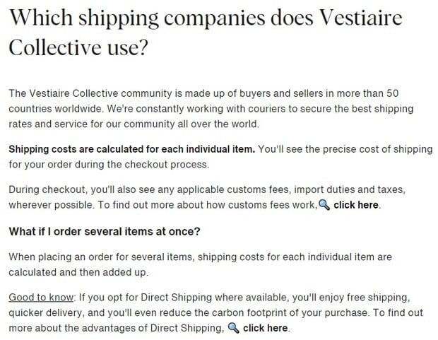 vestiairecollective.com доставка товаров