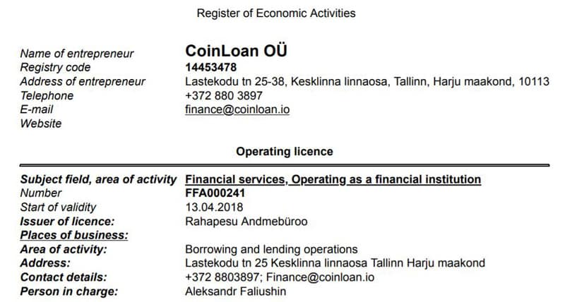 coinloan.io информация о компании
