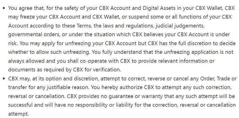 cbx.one блокировка аккаунта